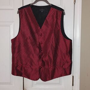 Gino Lussari red with blue and yellow accents silver tux suit party vest  Sz M